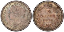 10-CENT -  1891 10-CENT LARGE-9 | 22 LEAVES -  1891 CANADIAN COINS